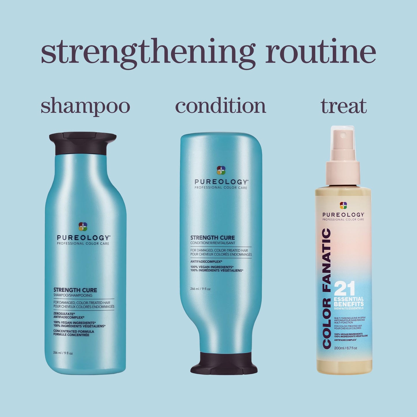 Pureology Strength Cure Shampoo, Strengthening Shampoo, Helps Repair Damaged, Color Treated Hair.Renews Strength and Softness, Vegan, Sulfate-Free, Paraben-Free,
