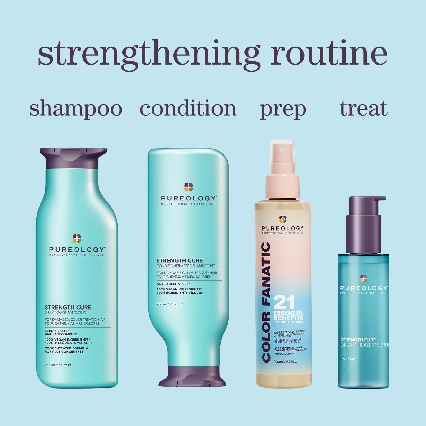 Pureology Strength Cure Shampoo, Strengthening Shampoo, Helps Repair Damaged, Color Treated Hair.Renews Strength and Softness, Vegan, Sulfate-Free, Paraben-Free,