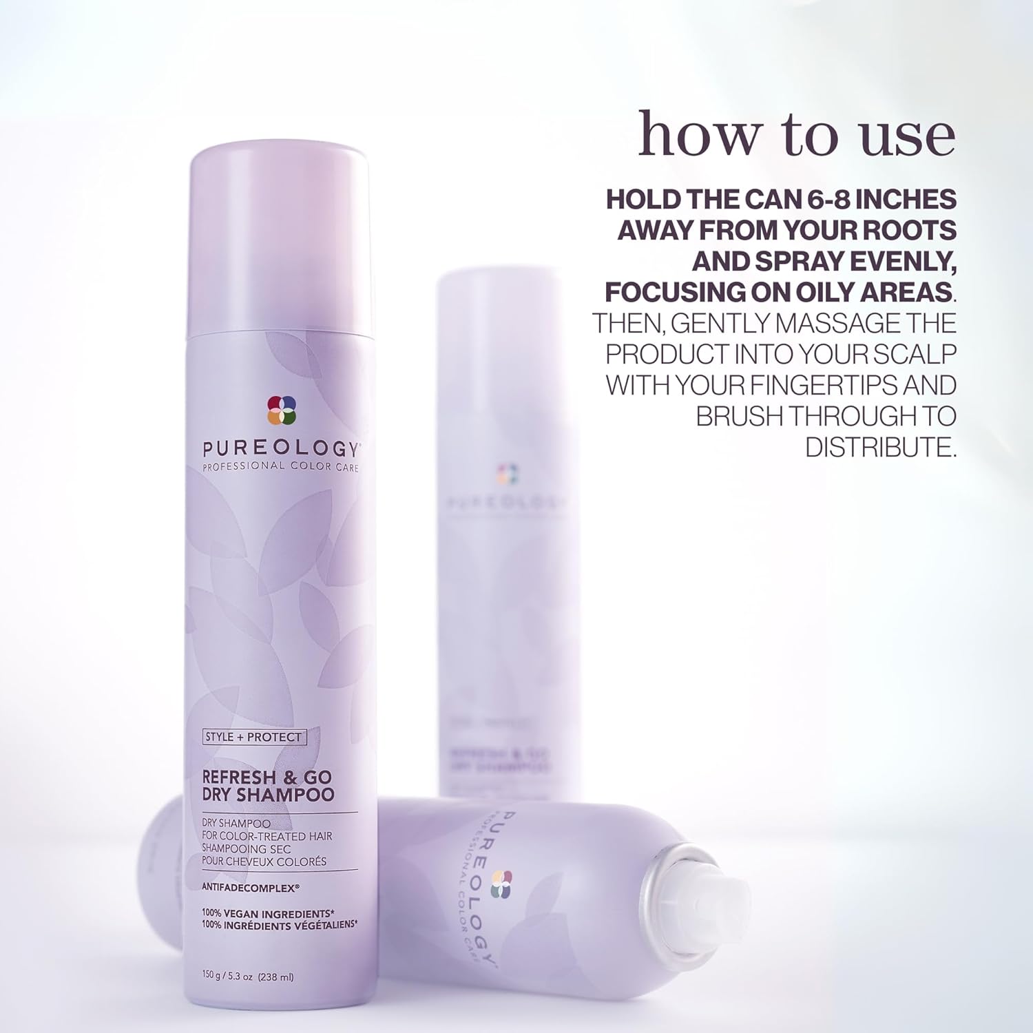 Pureology Style + Protect Refresh and Go Dry Shampoo, For Colour-Treated Hair, For Fine to Thick and Straight to Curly Hair , Absorbs Oil and adds Movement, Vegan, Sulfate-free, Paraben-Free, 150 g