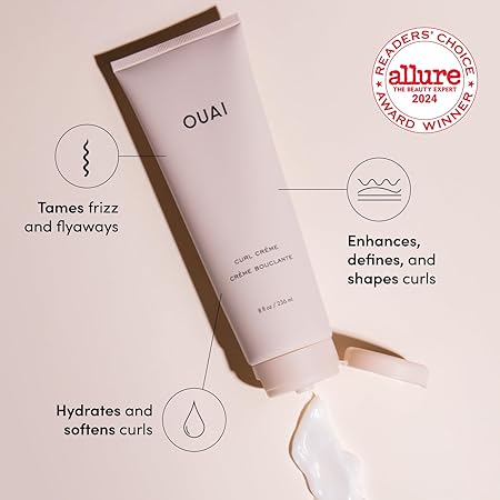 OUAI Curl Cream - Hydrating, Anti-Frizz Curl Enhancer - Babassu and Coconut Oil, Linseed and Chia Seed Oil - Paraben, Phthalate, Sulfate and Silicone-Free Curly Hair
