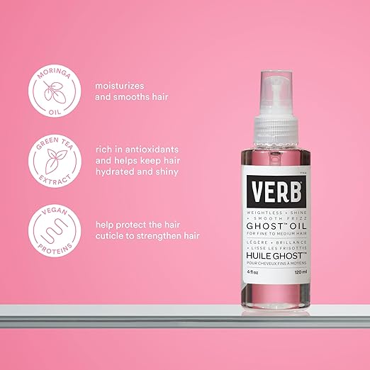 Verb Verb Ghost Oil Vegan Weightless Hair Oil Lightweight Hair Oil Revitalizing Hair Treatment Oil Nourishes and Promotes Shiny Hair Paraben Free