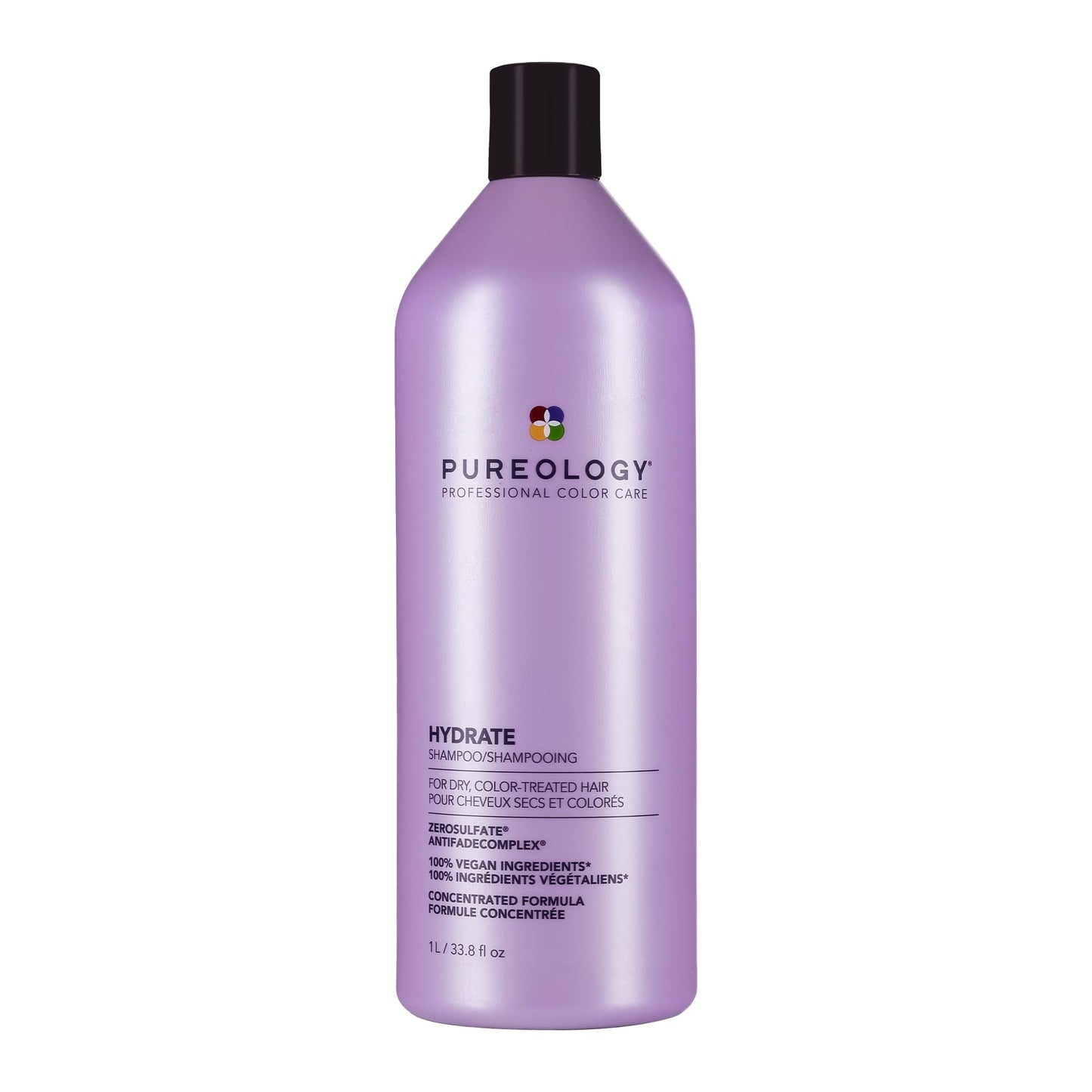 Pureology Hydrate Moisturizing Shampoo, For Medium to Thick Color-Treated Hair, Adds Shine & Softness, With Green Tea Extract, Vegan & Sulfate-Free Formula