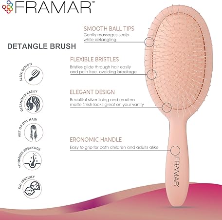 FRAMAR Detangling Hair Brush, Hair Brush For Women, Curly Hair Brush, Elegant Detangler brush, Brosse A Cheveux, Detangling Brush for Women, Men, Children, Hairbrush Women, Hair Detangler