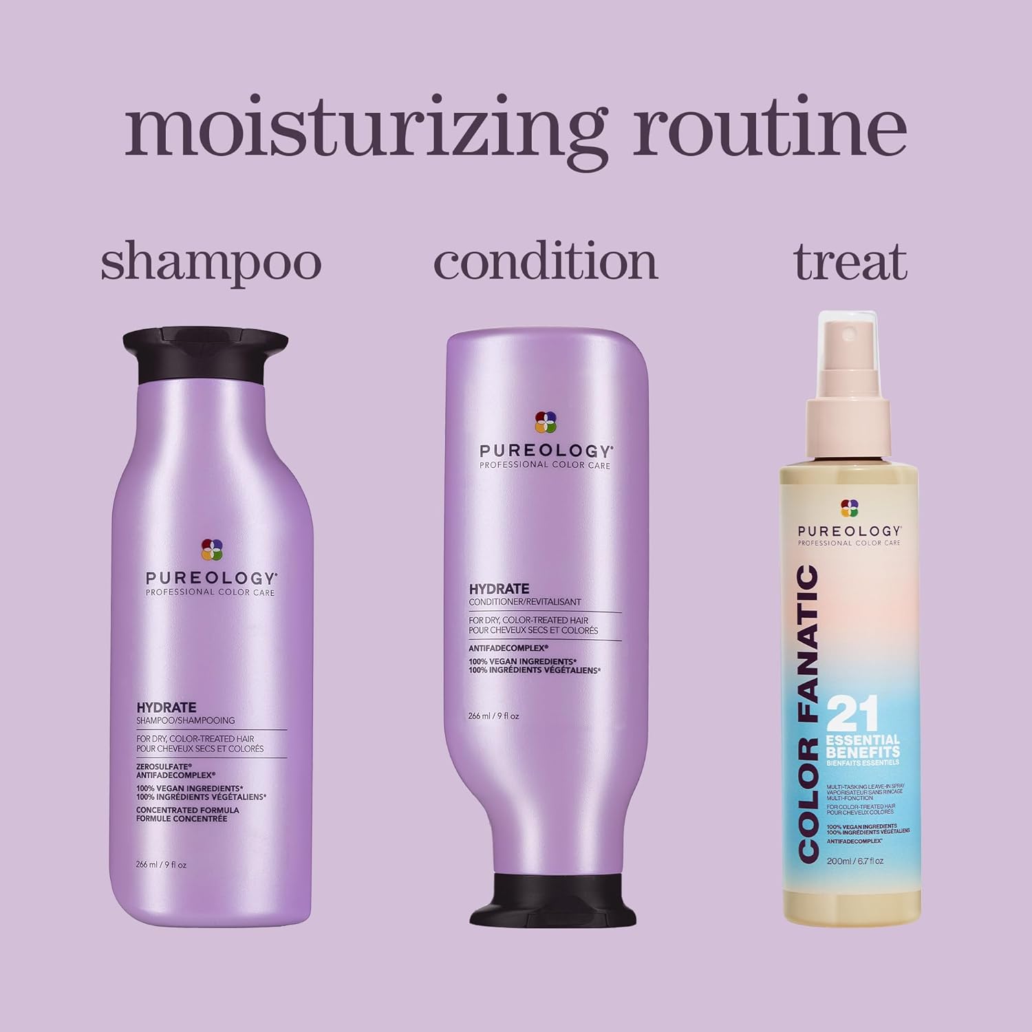 Pureology Hydrate Moisturizing Conditioner, For Medium to Thick Color-Treated Hair, Adds Shine & Softness, With Green Tea Extract, Vegan & Sulfate-Free Formula