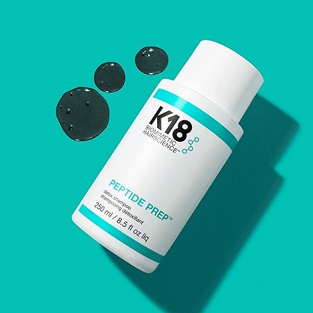 K18 PEPTIDE PREP™ Color-Safe Detox Clarifying Shampoo, Non-Stripping, pH-Optimized Cleanse, Removes Product Buildup, Dirt, Oils & Metals, 8.5 Fl Oz