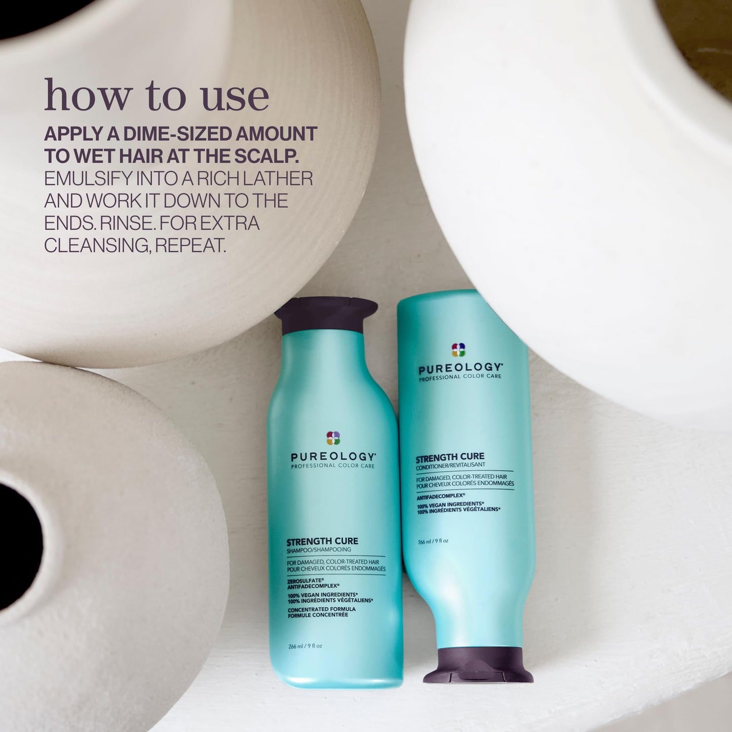 Pureology Strength Cure Shampoo, Strengthening Shampoo, Helps Repair Damaged, Color Treated Hair.Renews Strength and Softness, Vegan, Sulfate-Free, Paraben-Free,