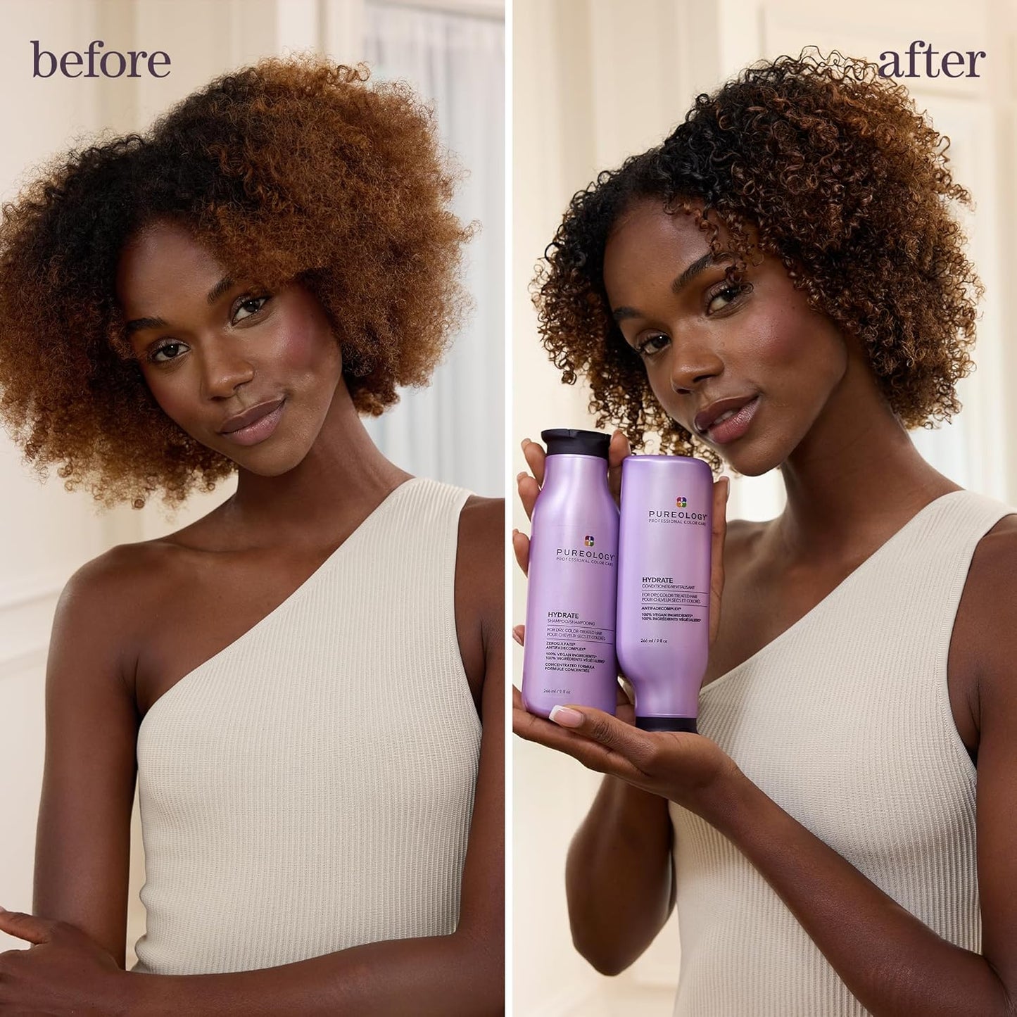Pureology Hydrate Moisturizing Conditioner, For Medium to Thick Color-Treated Hair, Adds Shine & Softness, With Green Tea Extract, Vegan & Sulfate-Free Formula