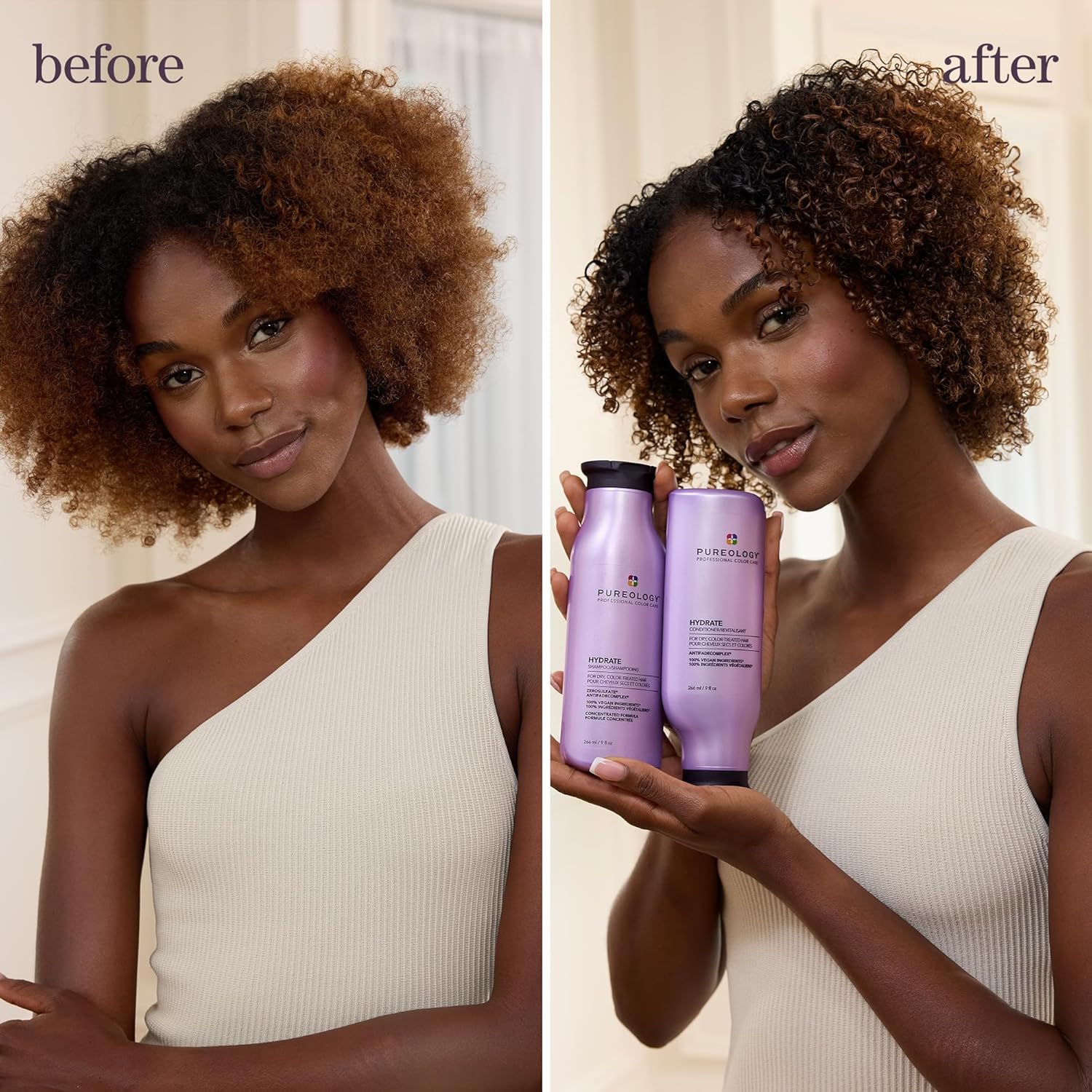 Pureology Hydrate Moisturizing Conditioner, For Medium to Thick Color-Treated Hair, Adds Shine & Softness, With Green Tea Extract, Vegan & Sulfate-Free Formula